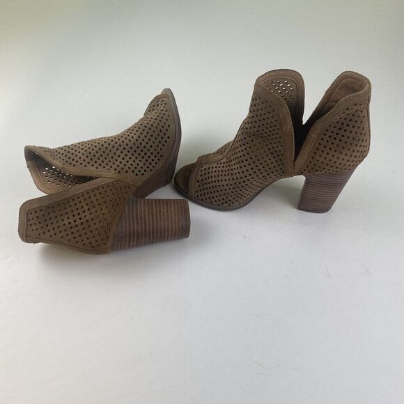 Lucky Brand Women Leather Upper Open Toe High Heel Ankle Booties Size 9 W/39 - Picture 10 of 16